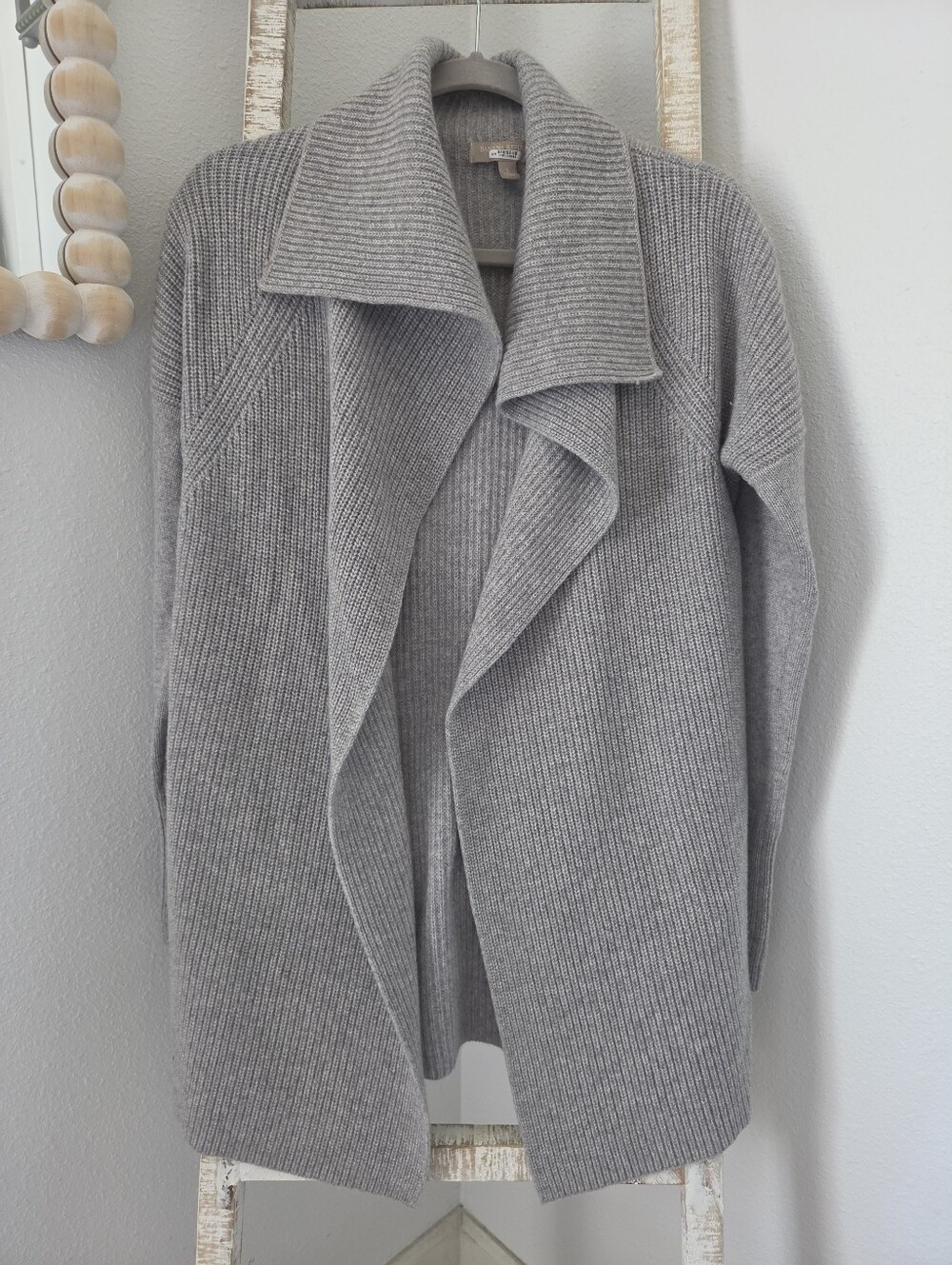 Banana Republic Ribbed 100% Cashmere Open Cardigan Draped Sweater, Small - Picture 2 of 9